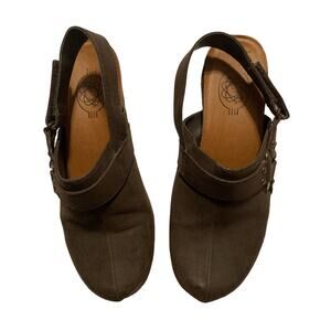 Hokus Pokus Brown Wedged Heels Round Toe Mule Shoes 6.5M 6‎ 1/2